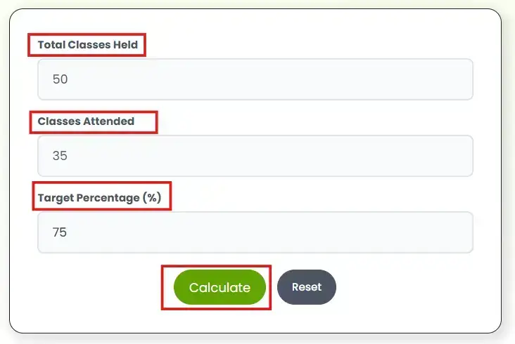 attendance percentage  calculator