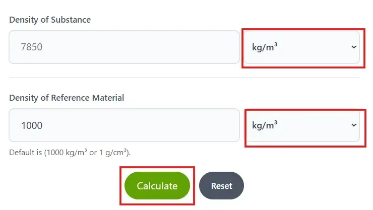 Relative Density Calculator