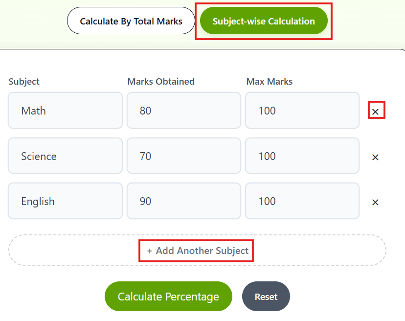 percentage to mark